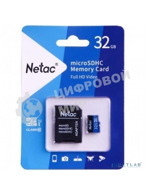 Флеш карта microSDHC 32Gb Netac P500 NT02P500STN-032G-R (с SD адаптером) 80Mb/s