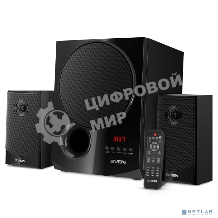 Акустическая система 2.1 SVEN MS-2080/70 Watt/~220V 50Hz/FM-тюнер, USB/SD, дисплей/BLUETOOTH/ПДУ/Black