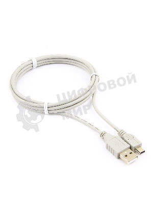 Кабель USB2.0 Cablexpert CC-USB2-AM5P-6-N, AM/MiniUSB, медь, экран, Pro, 1.8м серый, пакет