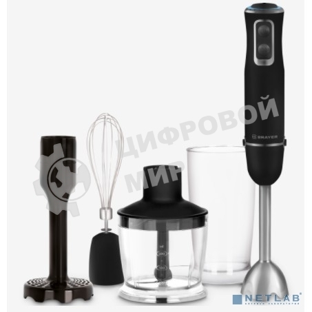 Блендер погружной BRAYER BR1247 1000 Вт, 5 скорост, турбореж, изм 500 мл, стак 600 мл, венчик