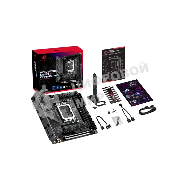 Материнская плата ASUS ROG STRIX B860-I GAMING WIFI, LGA1851, Intel B860, 2xDDR5, 4xSATA, 2xM.2, 1xPCIe 5.0 x16, 1xDP, 1xHDMI, 1xThunderbolt 4, 1x2.5Gb LAN, Wi-Fi 7, 2xUSB 2.0, 3xUSB 3.2 Gen 1, 1xUSB 3.2 Gen 2, 1xUSB 3.2 Gen 2x2, 1xUSB-C, 1xS/PDIF, 2x3.5 