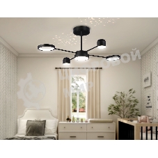 Потолочный светодиодный светильник Ambrella light FL51632/4+1 BK/GD черный/золото 3000K-6400K 48W 910*745*300 (ПДУ ИК)