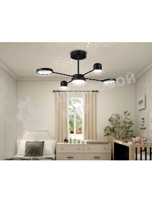 Потолочный светодиодный светильник Ambrella light FL51632/4+1 BK/GD черный/золото 3000K-6400K 48W 910*745*300 (ПДУ ИК)
