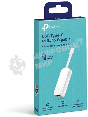 Сетевой адаптер TP-Link UE300C USB Type-C to RJ45 Gigabit Ethernet Network Adapter, USB 3.0 port, 10/100/1000 RJ45 port, Foldable,Portable and Lightweight design, Plug and Play