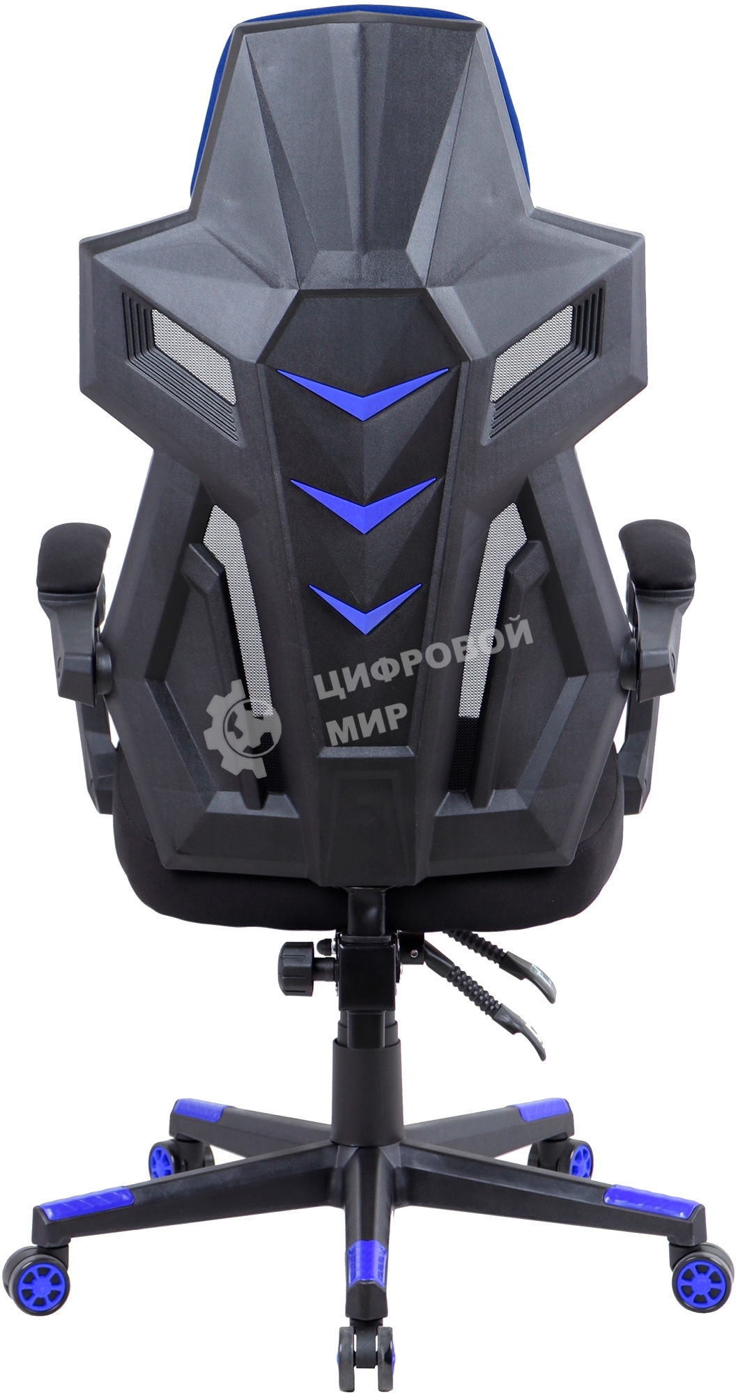 Кресло игровое Оклик 111G черный/синий сиденье черный сетка/ткань с подголов. крестов. пластик черный