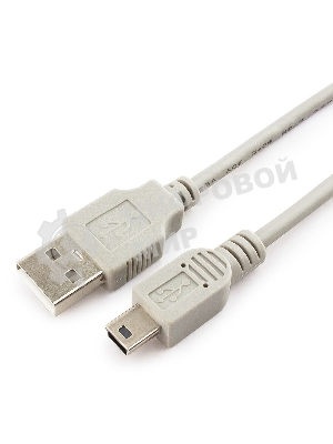 Кабель USB2.0 Cablexpert CC-USB2-AM5P-6-N, AM/MiniUSB, медь, экран, Pro, 1.8м серый, пакет