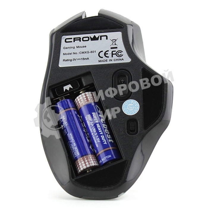 Мышь беспроводная Crown Gaming CMXG-801 черный, 1600 dpi, радиоканал, USB, кнопки - 7