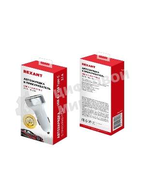 Автозарядка в прикуриватель Rexant АЗУ USB-A+USB-C, 3.1 A белый