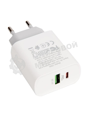 Сетевое зарядное устройство HOCO C80A Rapido 1xUSB + 1xUSB-C, 3.1A, 20W, белый