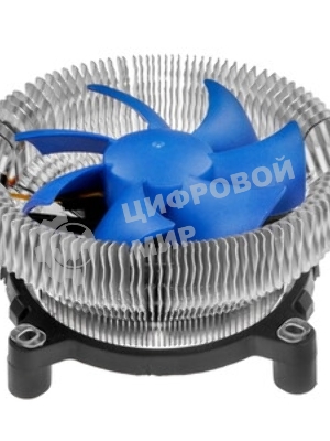 Кулер для процессора Crown CM-90 v2 серебристый/синий, 90 мм, алюминий, 2000 об/мин, 20 дБ, 3 pin, 95 Вт, 57 мм