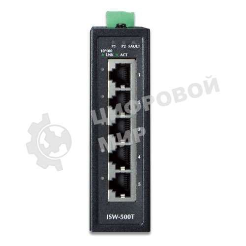 Коммутатор ISW-500T для монтажа в DIN рейку IP30 Compact size 5-Port 10/100TX Fast Ethernet Switch (-40~75 degrees C)