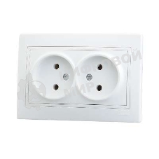 Розетка 2-м СП Мира 16А IP20 без заземл. керам. белый/белый LEZARD 701-0202-128
