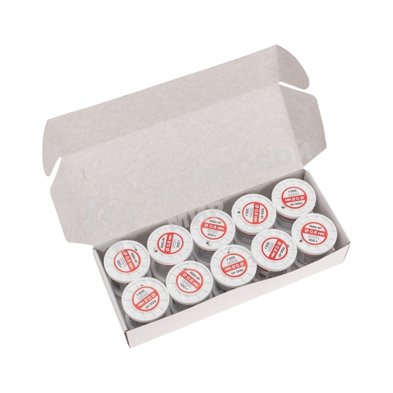 Припой с канифолью Rexant ПОС-61, 100г, Ø0,8мм, (олово 61%, свинец 39%), катушка