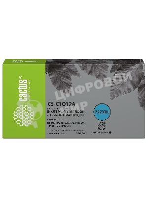 Картридж струйный Cactus CS-C1Q12A №727 черный (300 мл) для HP Designjet T920/T930/T1500/T1530