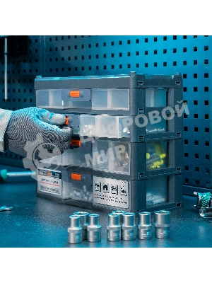 Органайзер Stels для хранения с выдвижными лотками 310х150х260мм, 4 секции, пластик