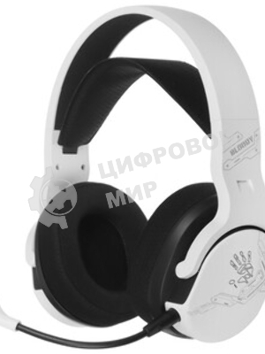 Гарнитура Bloody GR370 белый, беспроводная + проводная, Bluetooth, до 45 ч, подсветка