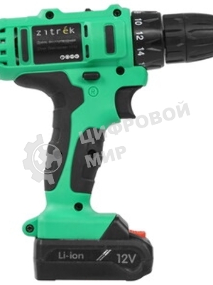 Дрель-шуруповерт Zitrek Greenpower 12-Li, 12 В, 1,5 Ач, 32 Нм, щеточный