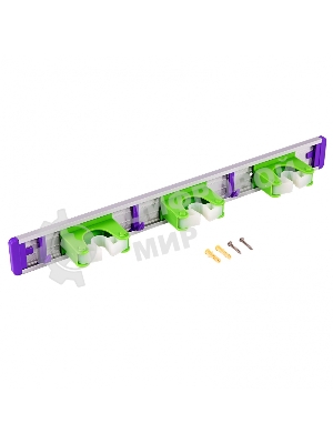 Алюминиевый настенный держатель для садово-огородного инструмента, 3 ячейки, 3 крюка Palisad