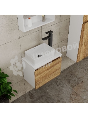 Комплект для ванной, 4 предмета (тумба Bau Dream 50 + раковина BAU 37х23, белая + смеситель Hotel Black, выпуск клик-клак, черный)