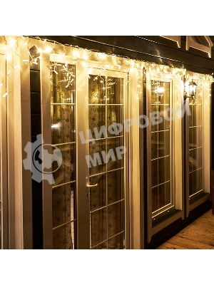Новогодние светоукрашения Neon-night Гирлянда Айсикл (бахрома) светодиодный, 4,8 х 0,6 м, белый провод, 220В, диоды тепло-белые