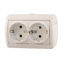 Розетка 2-м ОП Ната керам. с заземл. белый Lezard 710-0200-127