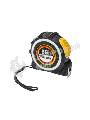 Рулетка Selbstfixierung, 5м x 25мм, магнитный двухсторонний зацеп, нейлон, двухсторонняя шкала, автоматическая фиксация Kranz