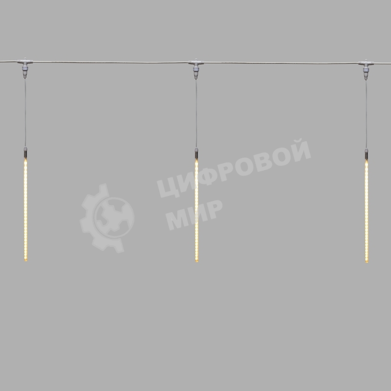 Гирлянда Тающие сосульки комплект 10 шт. х 30см, шаг 100см, 420 LED ТЕПЛЫЙ БЕЛЫЙ, белый каучук, IP65, 24В, соединяется NEON-NIGHT