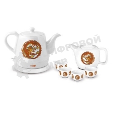 Набор чайный Mystery MEK-1624 1.2л, белый, 1500 Вт, (корпус: керамика)