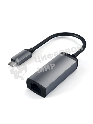 Адаптер Satechi Type-C to Gigabit Ethernet. Поддержка 10/100/1000Mbps Ethernet, серый космос