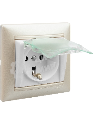 Розетка Legrand Valena 774220 влагозащищенная IP44 с заземлением с крышкой и защитными шторками (белая)