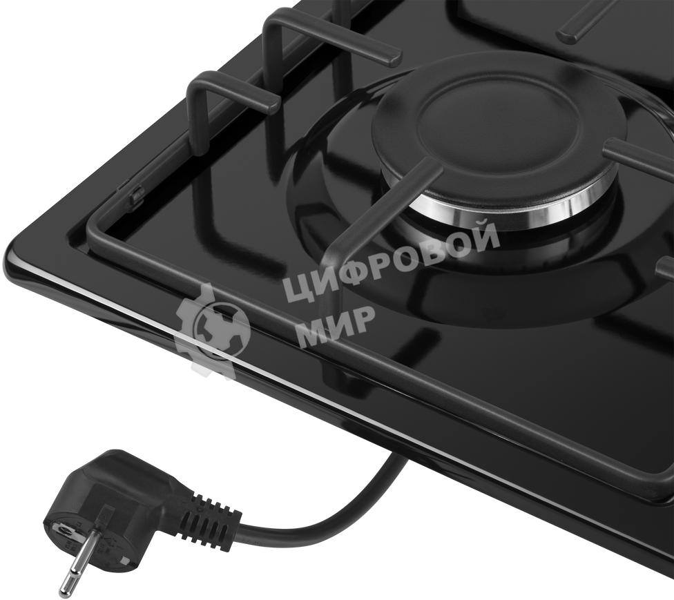 Газовая варочная панель Maunfeld EGHE.64.3STS-EB/G, 4 конфорки, эмалированная сталь, черный