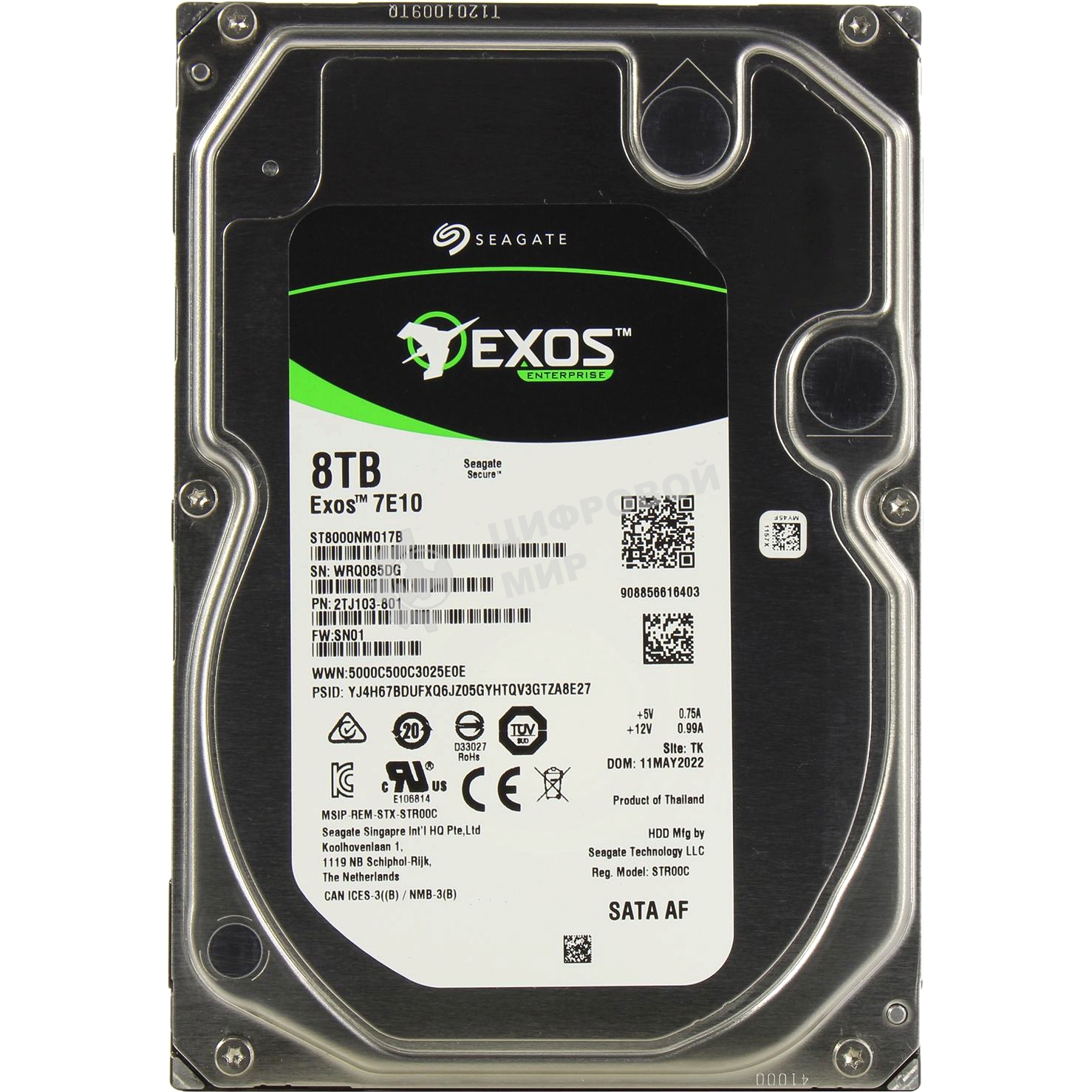 Жесткий диск Seagate Original SATA-III 8Tb ST8000NM017B Exos 7E10 (7200rpm) 256Mb 3.5