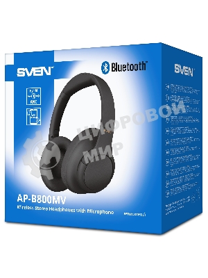 Беспроводные/проводные наушники Sven AP-B800MV черный, полноразмерные, Bluetooth + Jack 3.5 мм, складная конструкция, до 15 ч