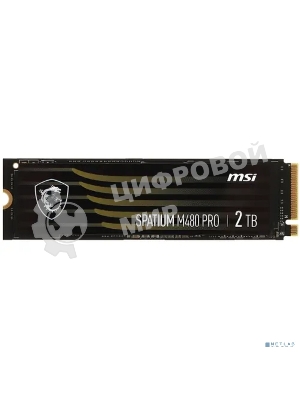 Накопитель SSD MSI SPATIUM M480 PRO, 2Tb, M.2 2280, PCIe 4.0 x4, NVMe, R/W 7400/7000