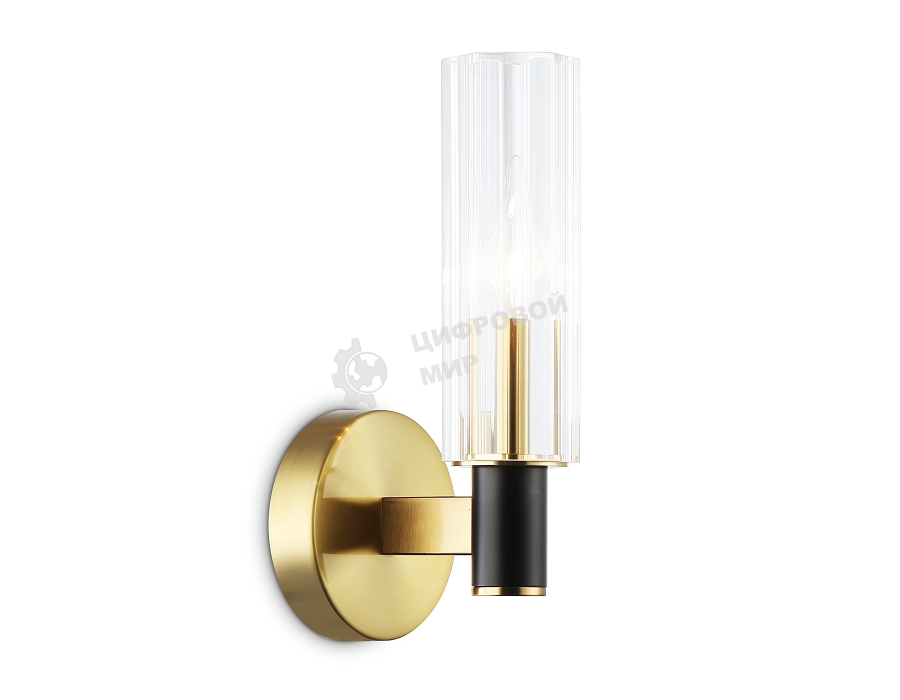 Настенный светильник Ambrella light LH55517 BK/BS/CL черный/латунь/прозрачный E14 max 40W 120*100*250