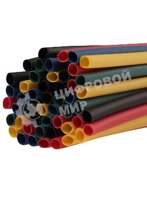 Термоусаживаемые трубки Rexant 3,0/1,5 мм, набор пять цветов, упаковка 50 шт. по 1 м