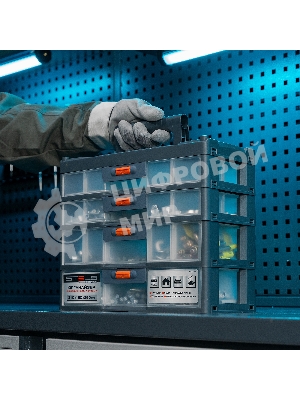 Органайзер Stels для хранения с выдвижными лотками 310х150х260мм, 4 секции, пластик