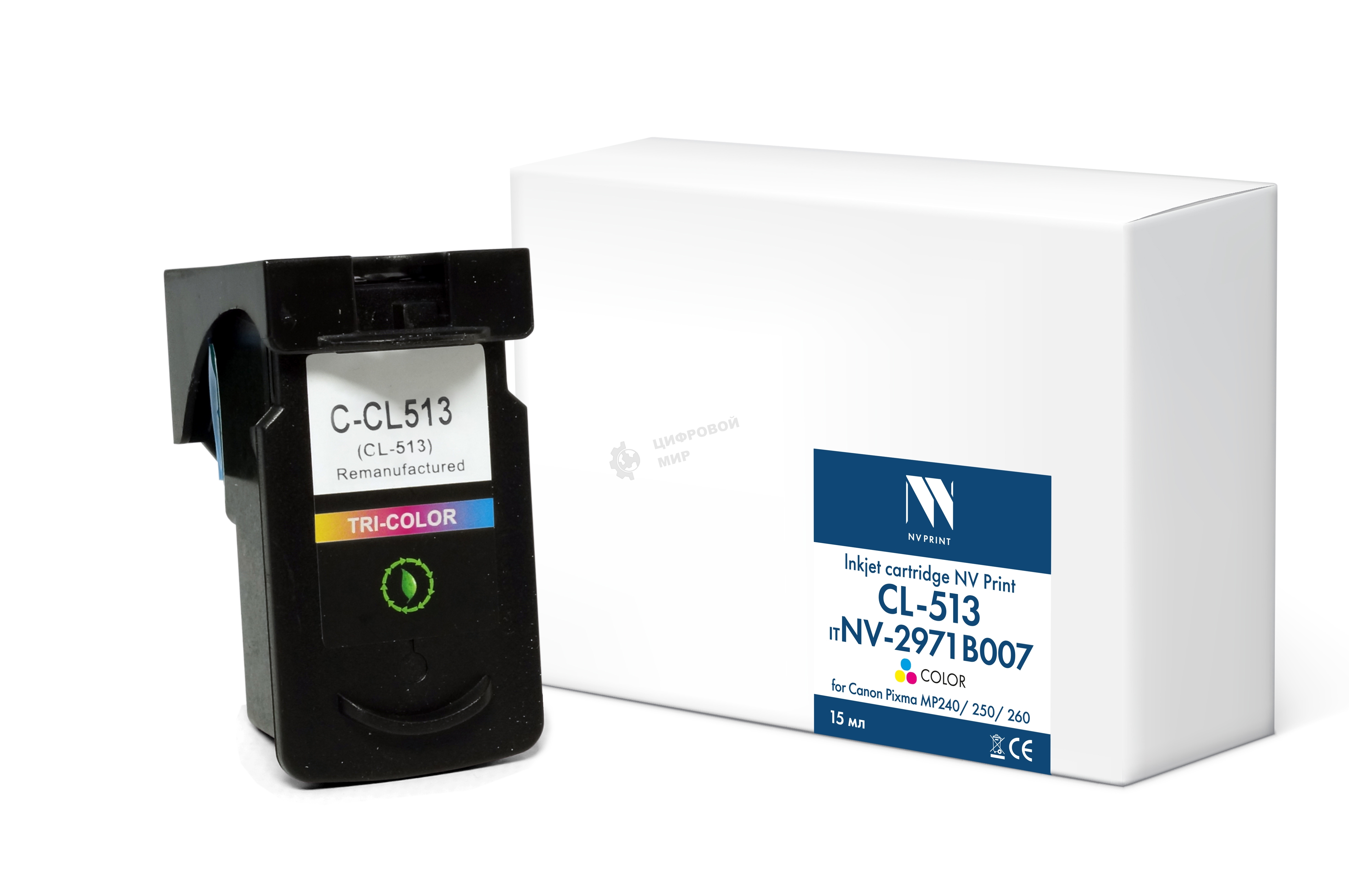 Картридж струйный NVPrint CL-513 (NV-2971B007) Color для Canon Pixma MP240/250/260 (15 мл) совместимый