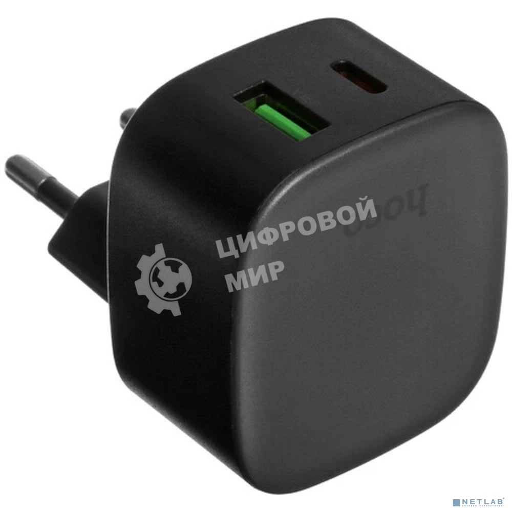 Сетевое зарядное устройство HOCO CS32A/ Сетевое ЗУ/PD + QC 3.0/ 2 USB: Type-C + Type-A/ Выход: 20W/ черный