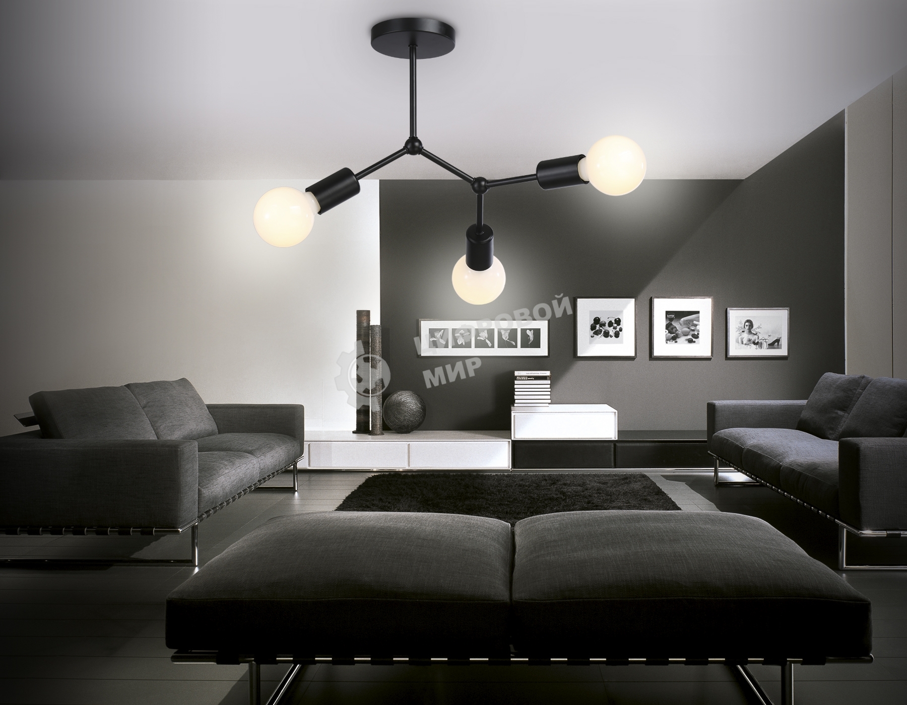 Светильник Ambrella light TR8027/3 BK черный E27*3 max 40W D400*390