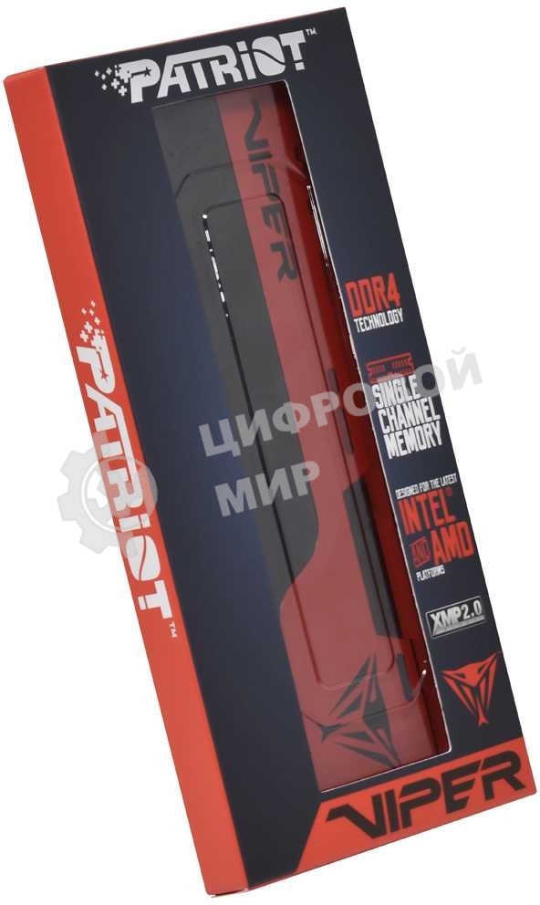 Оперативная память Patriot Viper Elite II, DDR4, 8GB (1x8 GB), 3600 MHz, CL20, DIMM, радиатор, красный/черный