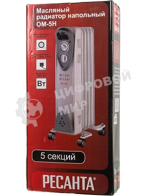 Обогреватель масляный Ресанта ОМ- 5Н (1 кВт) 67/3/6, 5 секц.