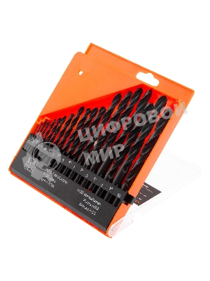 Набор сверл по металлу Sparta 1-10 мм (через 0,5 мм), HSS, 19 шт, пласт. бокс, цилин. хвостовик