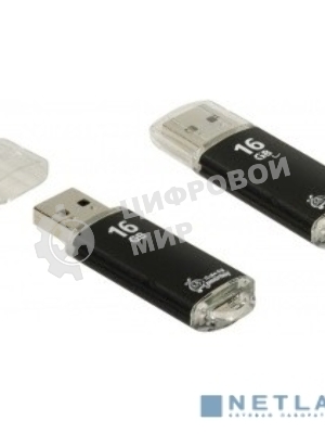 Флешка USB Smartbuy V-Cut Black (SB16GBVC-K), 16Gb, USB 2.0, R/W 20/10 , черный