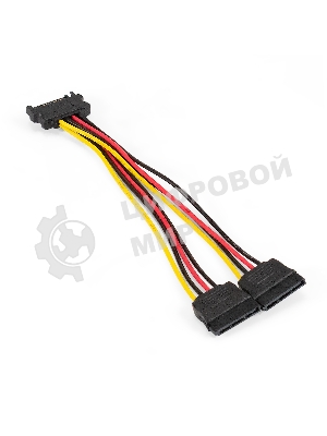 Кабель питания SATA ExeGate EX-CC-SATAM2F-0.15 (15pin M/2x15pinF, 0,15м)