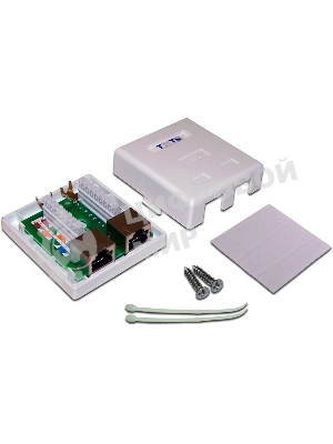 Настенная розетка, 2 порта RJ-45 категории 6, STP, белая