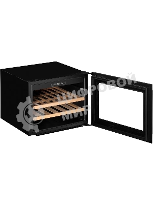 Винный шкаф Kuppersberg RBW 45, встраиваемый, High-Tech, объем 62 л, вместимость 28 бутылок, диапазон температуры 5-20 градусов, 2 полки из бука, LCD дисплей, уровень шума 40 дБ, черный