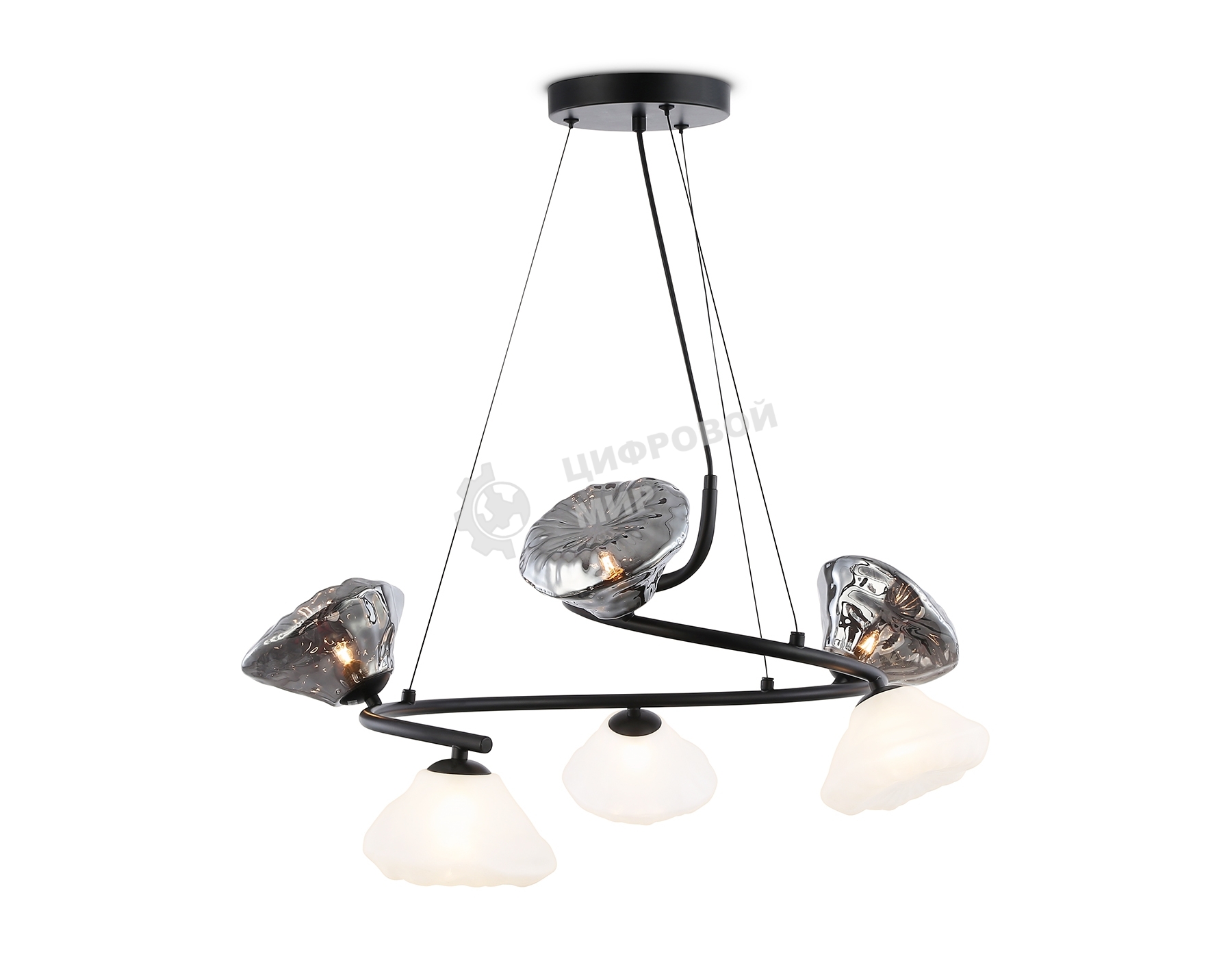Светильник Ambrella light LH15003/6 BK/FR/SM черный/белый матовый/дымчатый G9*6 max 40W D630*1150