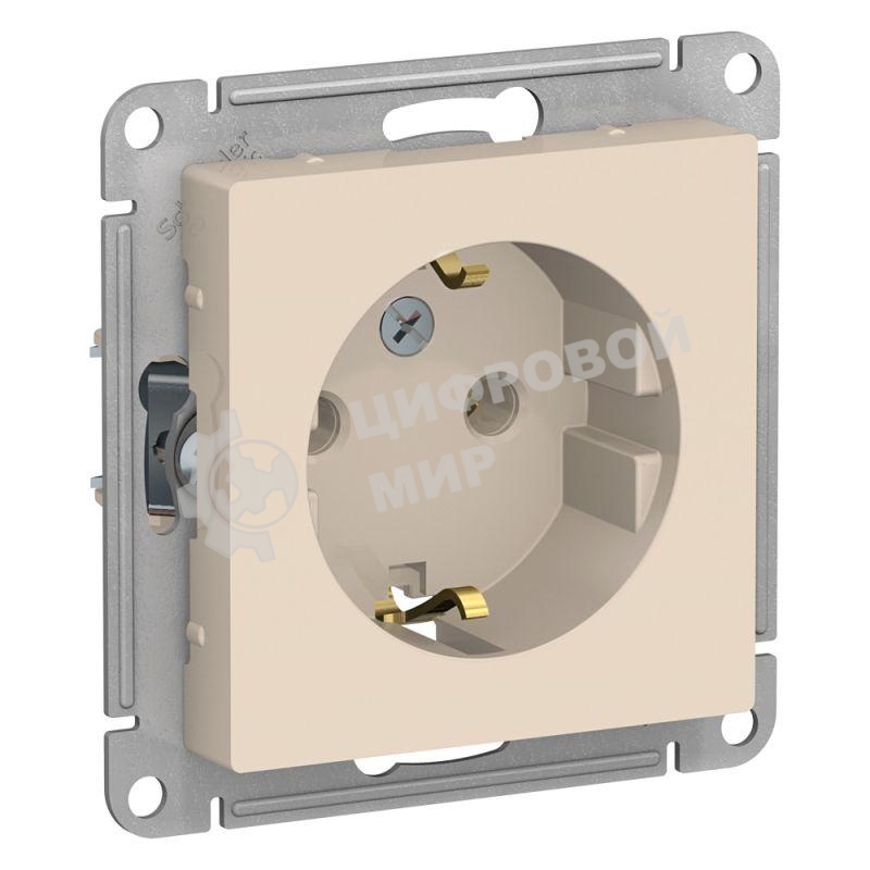 Розетка с заземлением, 16А, механизм, бежевый