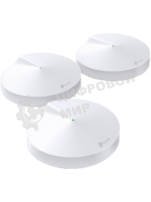 Маршрутизатор TP-Link TP-Link DECO M5(3-PACK) AC1300 Домашняя Wi-Fi система, чипсет Qualcomm, два диапазона (Dual-Band), поддержка стандартов 802.11ac/a/b/g/n, 717 МГц четырехъядерный процессор, Bluetooth 4.2, 2 гигабитных порта Ethernet, 1 порт USB Type-C, 4 встроенные антенны, 256QAM, MU-MIMO, HomeCare
